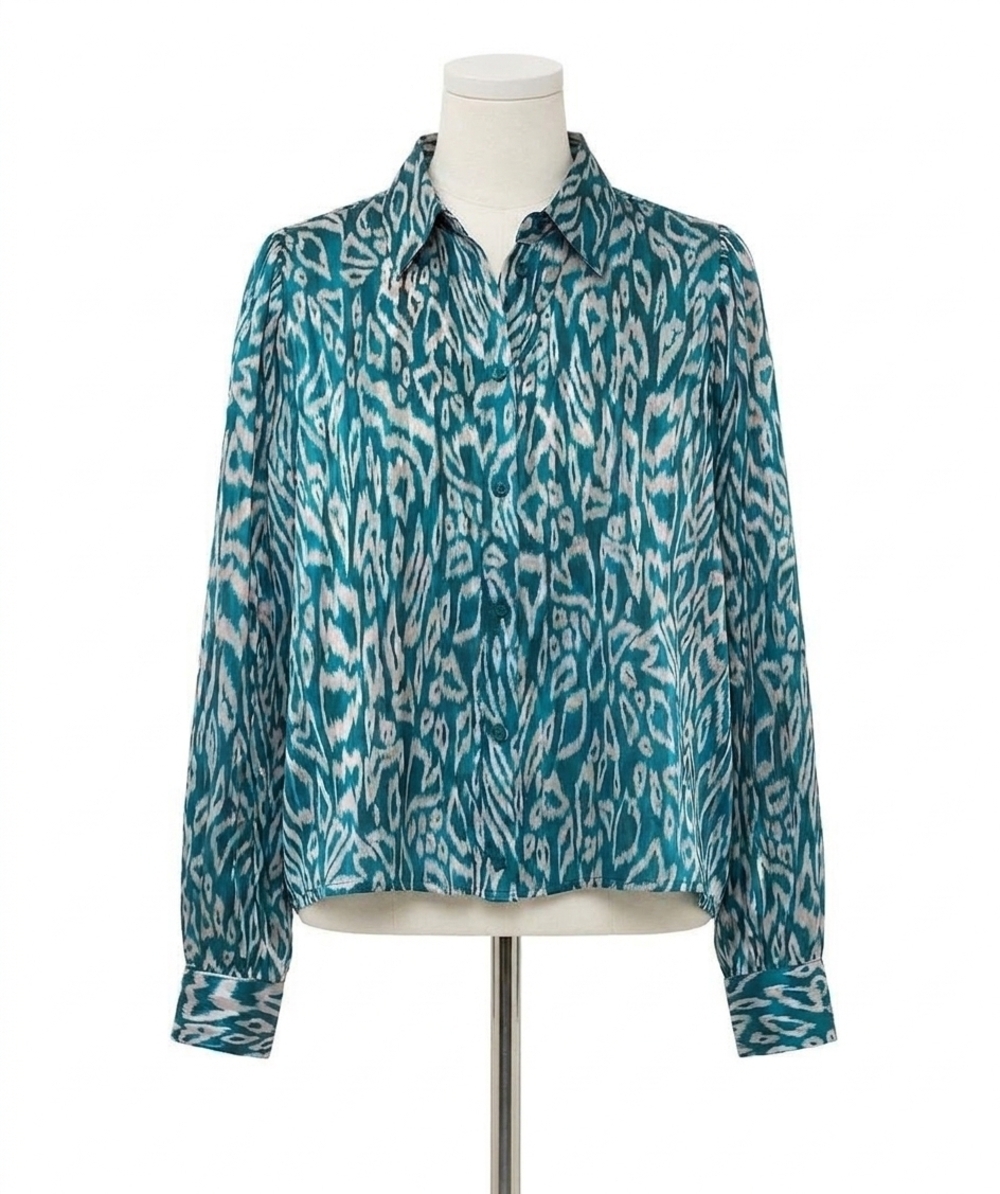 NEW ESQUALO crystal glow puffed blouse in teal